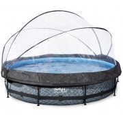 Бассейн каркасный Exit Toys EXIT 360 х 76 см/6125 л Серый камень круглый с куполом + насос