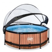 Бассейн каркасный Exit Toys EXIT 244 х 76 см / 2780 л Коричневый с отделкой под дерево круглый с куполом + насос 20 Вт