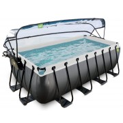 Бассейн каркасный Exit Toys EXIT 400 х 200 х 122 см/8870 л Черный кожа с куполом + тепловой насос 600 Вт