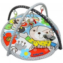 Развивающий коврик Baby Mix Песик и Бабочка 3467PP + 2 дуги и 5 игрушек 80 см Серый/Черный