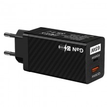 Зарядное устройство FG GaN Черный 65 Вт/20 Вт/PD/Type-C/ QC3.0/USB-A